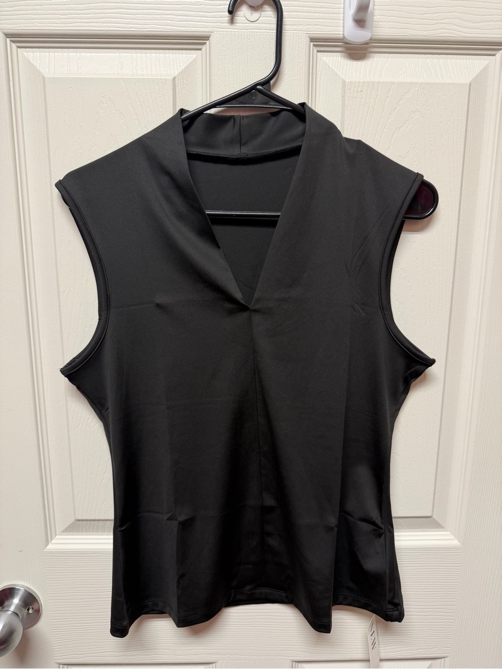 Sleeveless Black V-Neck Women's Top